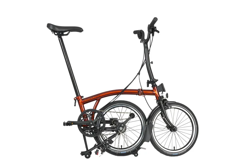 Brompton C Line Mid Bar 6 Speed Bike with mudguards in Flame Lacquer-1